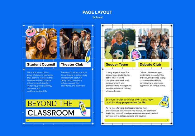 School page layout template design