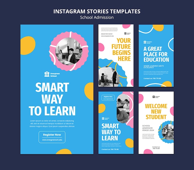 Gratis PSD school toelating instagram verhalen sjabloon