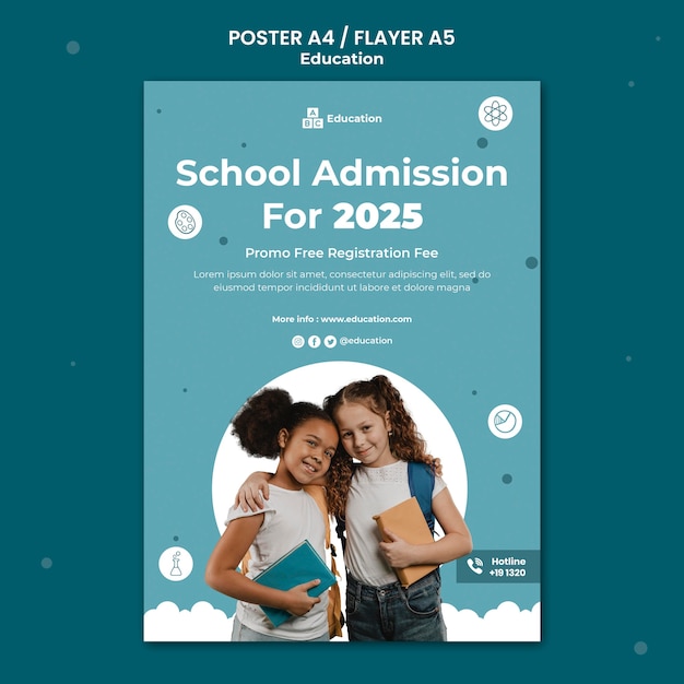 Gratis PSD school toelating poster sjabloon