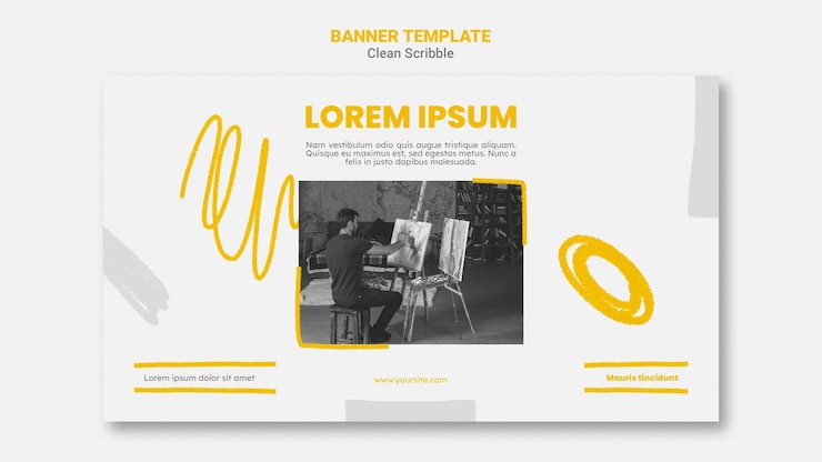 Gratis PSD schoon krabbel horizontale banner sjabloon met foto