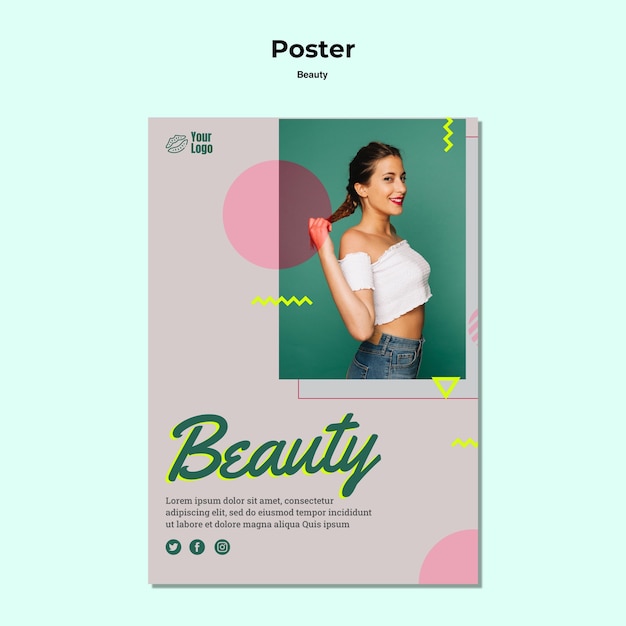 Gratis PSD schoonheid concept poster sjabloon