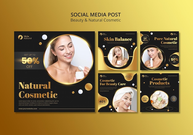 Gratis PSD schoonheid en natuurlijke cosmetica op sociale media