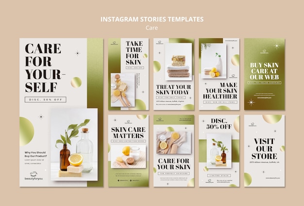 Schoonheid en zorg instagram verhalen ontwerpsjabloon