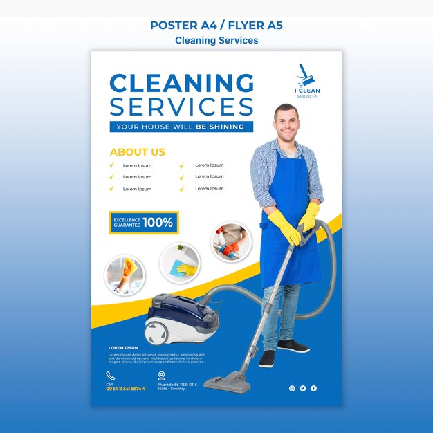Schoonmaak service concept flyer sjabloon