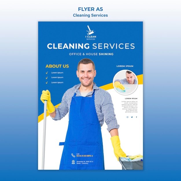 Schoonmaak service concept flyer sjabloon