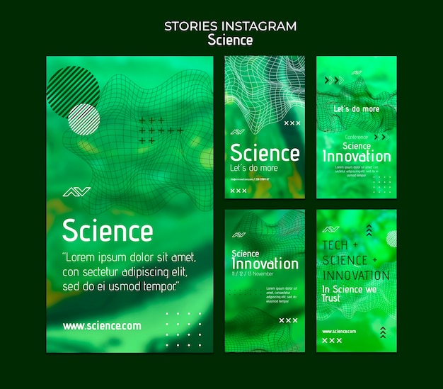 Science instagram verhalencollectie met abstract ontwerp