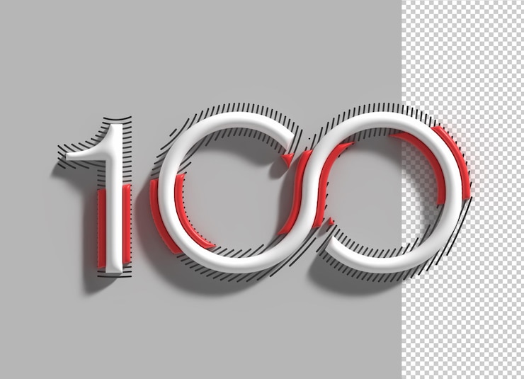 PSD gratuito scritta per il centenario dell'anniversario 3d line art design trasparente del carattere psd