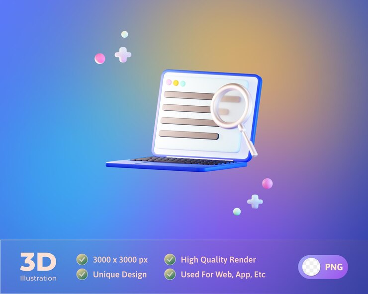 PSD Gratis searching data 3d illustration