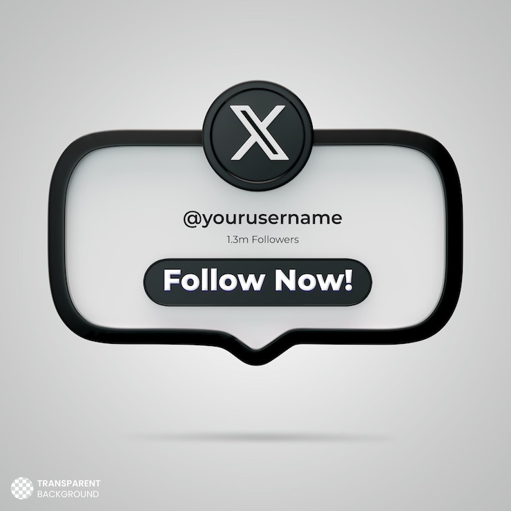 PSD gratuito seguiteci su x twitter social media 3d render banner