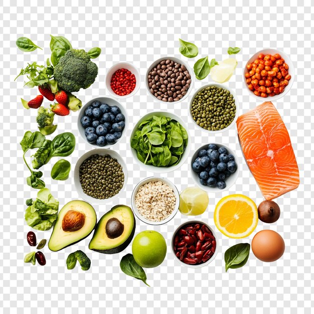Una selección vibrante de productos frescos y proteínas