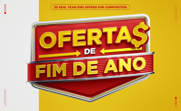 PSD gratuito sello 3d rojo y amarillo para ofertas minoristas de año nuevo