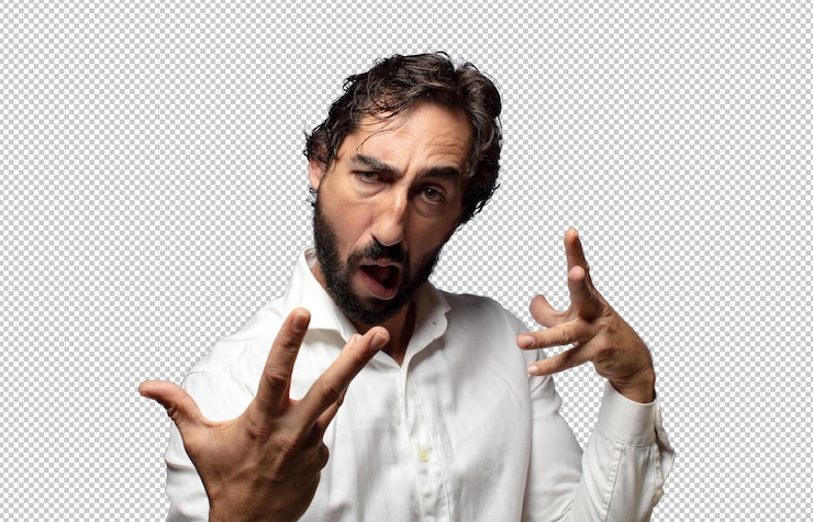 PSD gratuito sembra felice, arrogante, orgoglioso e soddisfatto di se stesso, si sente il numero uno.