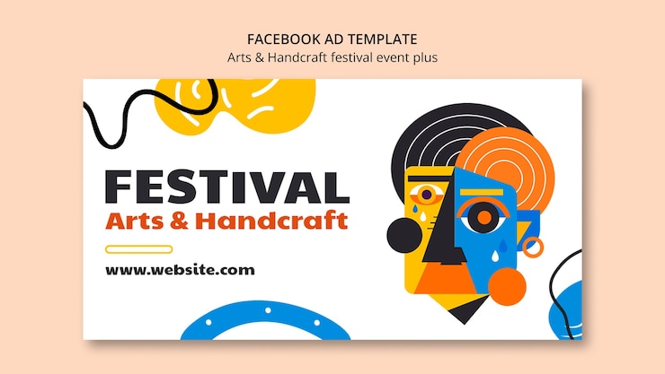 PSD Gratis seni desain datar dan templat facebook digambar tangan