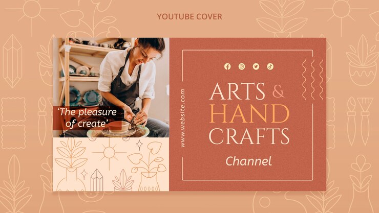 PSD Gratis seni digambar tangan dan sampul youtube kerajinan tangan