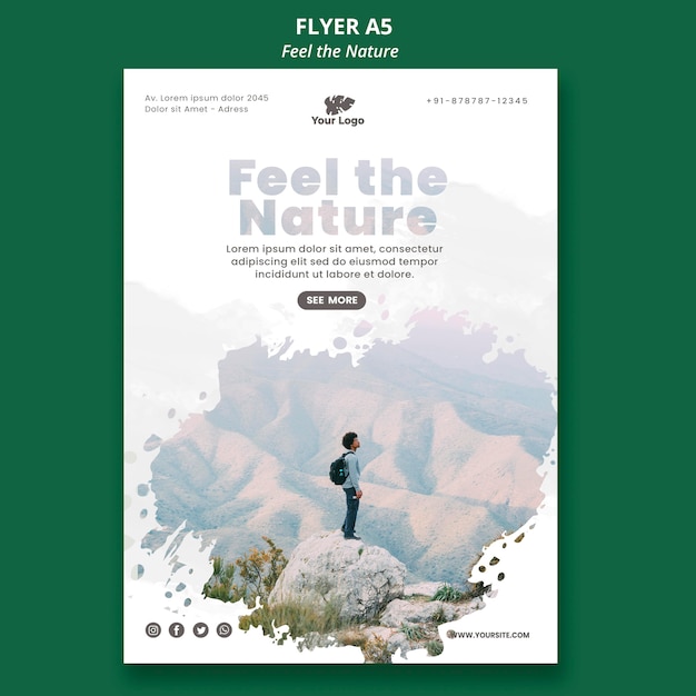 Senti il modello di volantino della natura