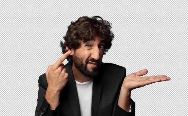 sentirse confundido y desconcertado mostrando que está loco loco o fuera de su mente