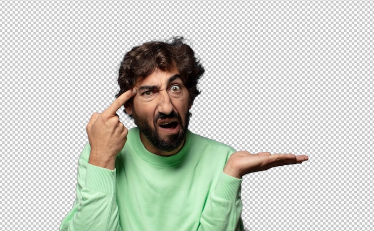 PSD gratuito sentirse confundido y desconcertado mostrando que está loco o loco