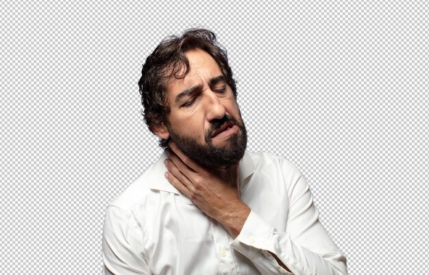 sentirse enfermo con dolor de garganta y síntomas de la gripe tos con la boca cubierta