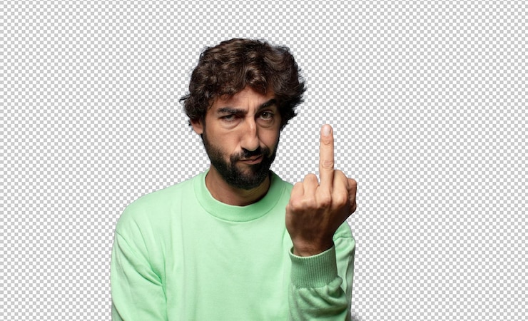 PSD gratuito sentirse enojado molesto rebelde y agresivo voltear el dedo medio contraatacando