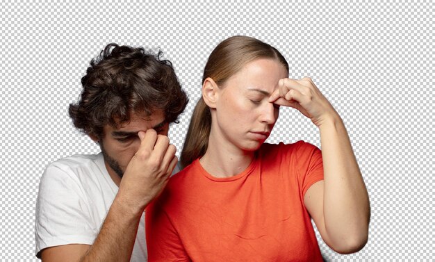 sentirse estresado infeliz y frustrado tocar la frente y sufrir migraña de dolor de cabeza intenso