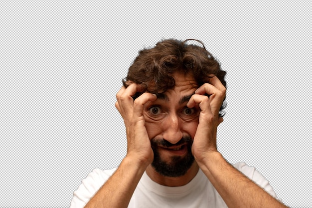 sentirse estresado preocupado ansioso o asustado con las manos sobre la cabeza en pánico por un error