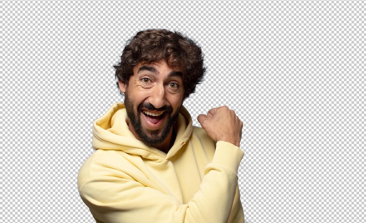 PSD gratuito sentirse feliz positivo y exitoso motivado al enfrentar un desafío o celebrar buenos resultados