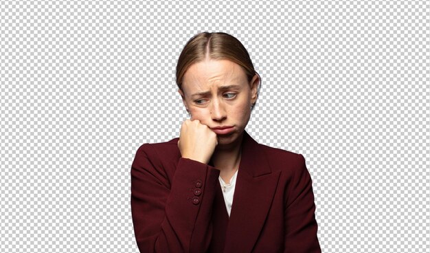sentirse triste y estresado molesto debido a una mala sorpresa con una mirada negativa ansiosa