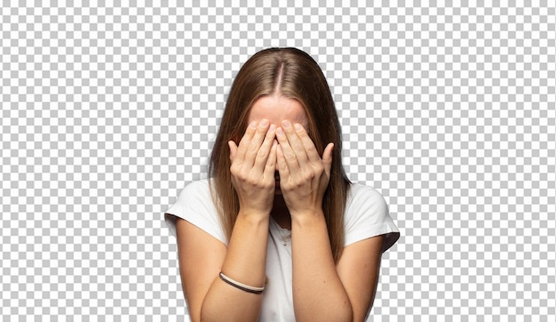 sentirse triste frustrado nervioso y deprimido cubrirse la cara con ambas manos llorando