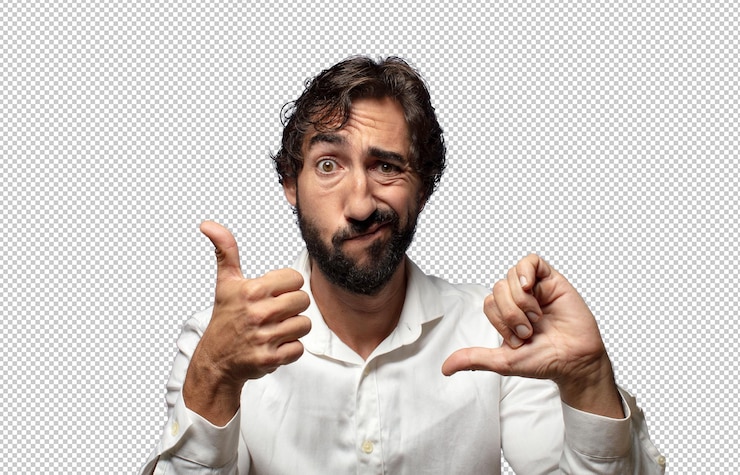 PSD gratuito sentirsi confusi, senza idea e insicuri, ponderare il bene e il male in diverse opzioni o scelte