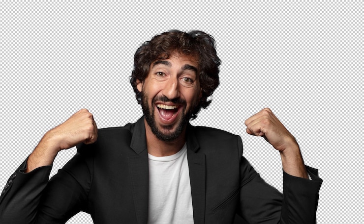 PSD gratuito sentirsi felice soddisfatto e potente flessione in forma e bicipiti muscolari che sembrano forti dopo la palestra