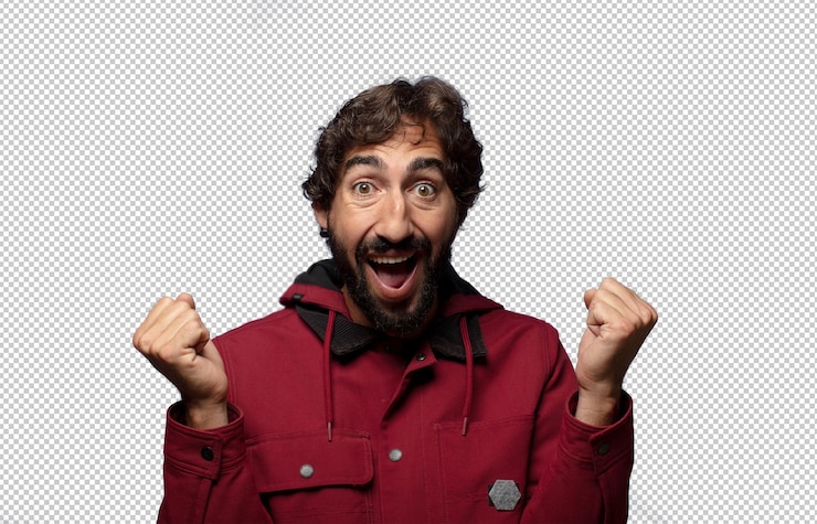 PSD gratuito sentirsi scioccati eccitati e felici ridere e festeggiare il successo dicendo wow