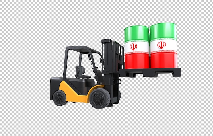PSD gratuito serbatoio di carburante per carrelli elevatori con bandiera iraniana su sfondo trasparente