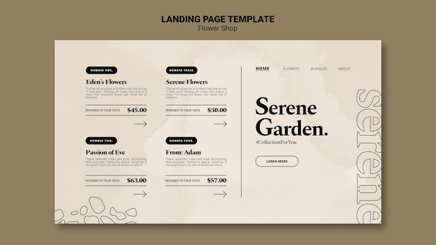 Gratis PSD serene tuin bestemmingspagina