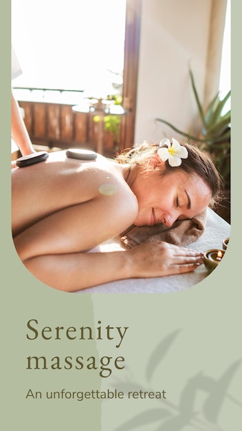 Gratis PSD serenity massage wellness-sjabloon psd met hete stenen achtergrond