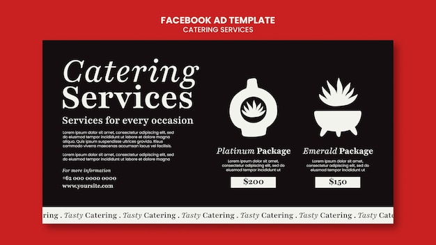 PSD gratuito servicio de catering de diseño plano plantilla de facebook