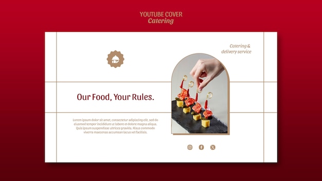PSD gratuito servicio de catering de diseño plano portada de youtube