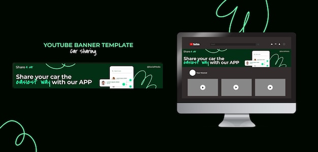PSD gratuito servicio de compartición de automóviles banner de youtube