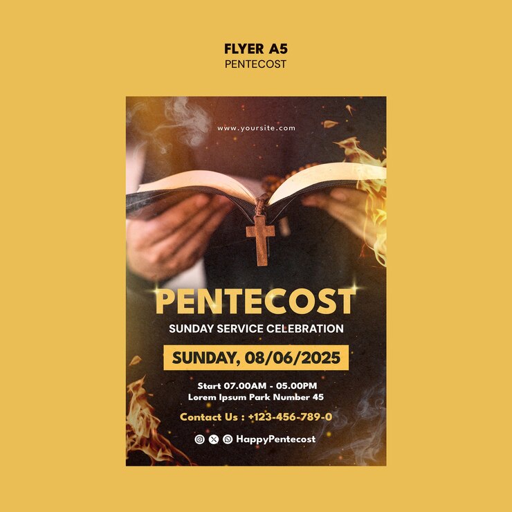 PSD gratuito el servicio del domingo la celebración del panfleto de pentecostés