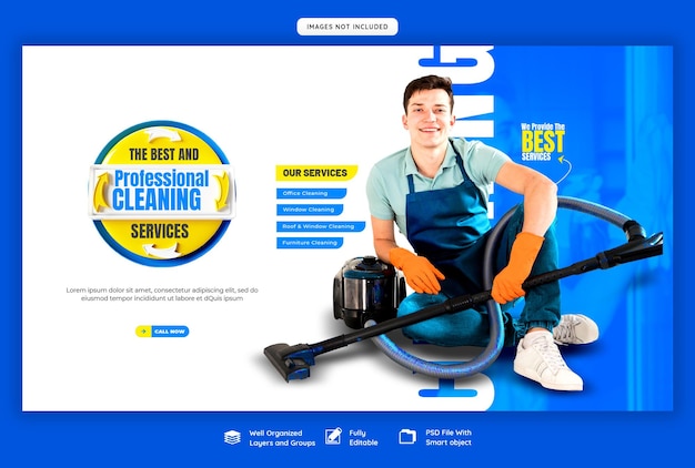 PSD gratuito servicio de limpieza plantilla de banner web