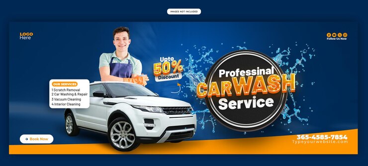 PSD gratuito servizio di lavaggio auto e dettagli facebook modello di post di copertina o banner