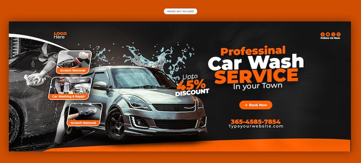 PSD gratuito servizio di lavaggio auto e dettagli facebook modello di post di copertina o banner