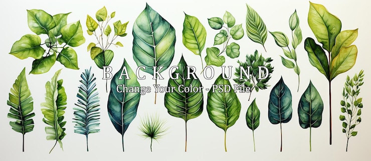 Gratis PSD set aquarel tropische bladeren