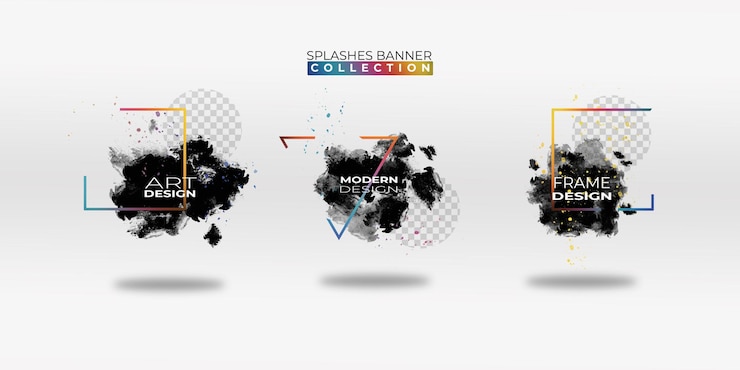 PSD Gratis set bingkai tekstur grunge abstrak yang digambar tangan