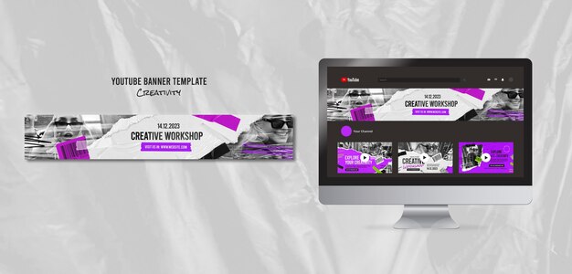 Set di modelli di banner YouTube per la creatività