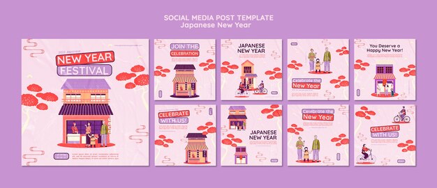 Set di post instagram culturali per il capodanno giapponese