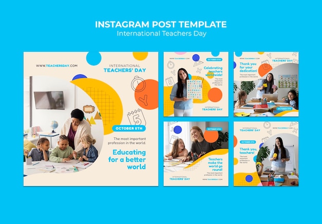 Set di post instagram per la giornata internazionale degli insegnanti