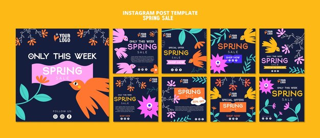 Set di post instagram per saldi di primavera