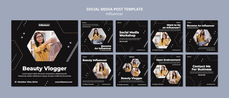 PSD gratuito set di post sui social media di influencer