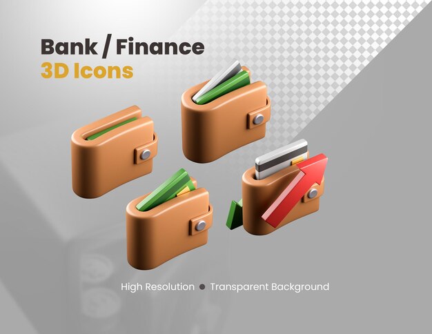 Set de iconos 3D de banca y finanzas