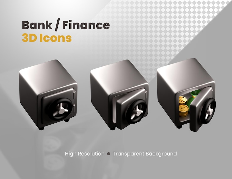 PSD gratuito set de iconos 3d de banca y finanzas